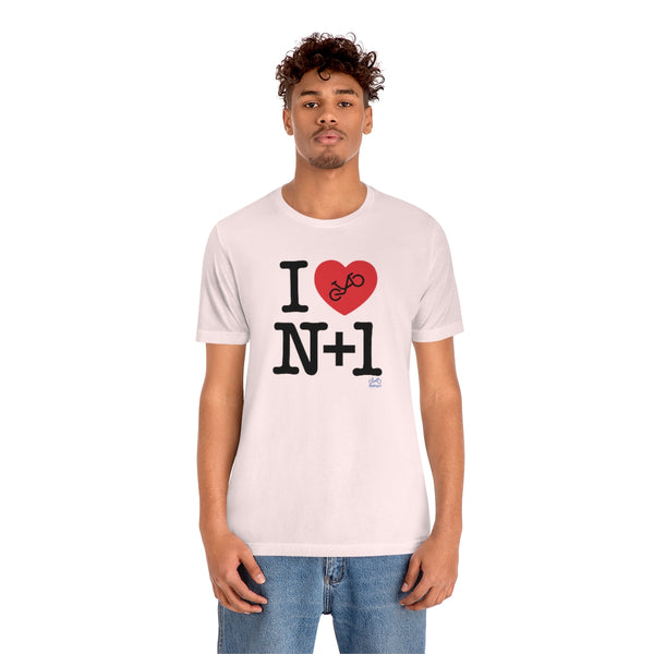 I (heart) N +1 - Vertical - Unisex Short Sleeve Tee