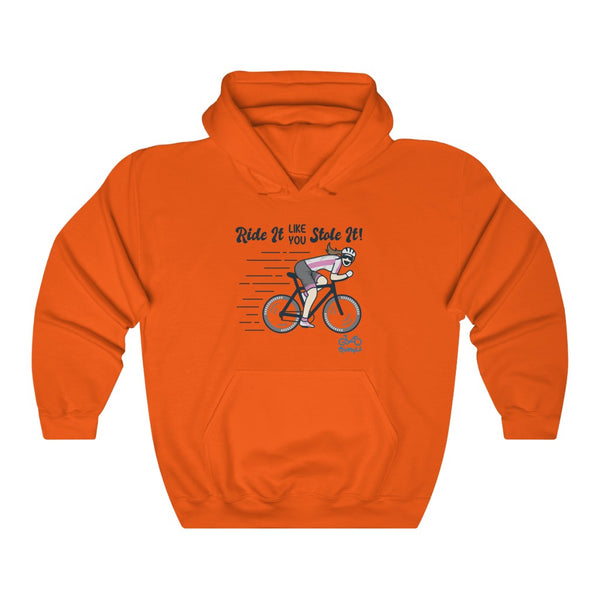 Ride It Like You Stole It - Female Cyclist - Unisex Heavy Blend™ Hooded Sweatshirt - Front graphics