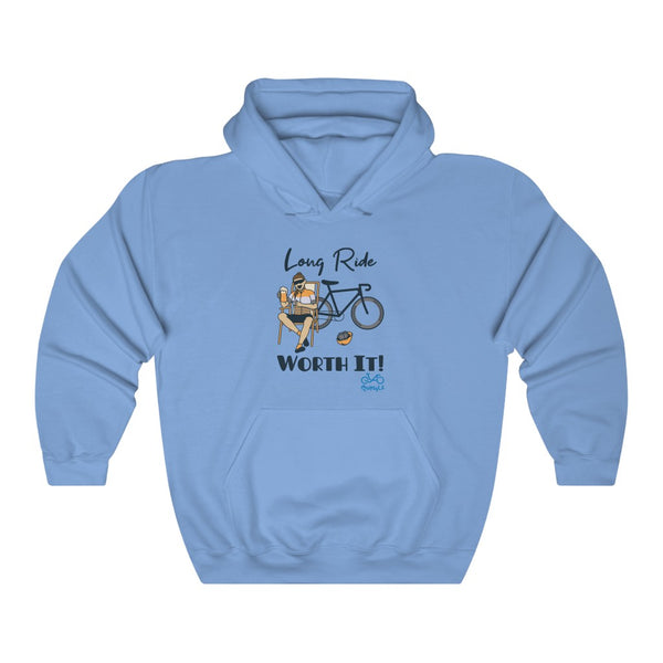 Long Ride, Worth It - Female Cyclist - Unisex Heavy Blend™ Hooded Sweatshirt - Front graphics