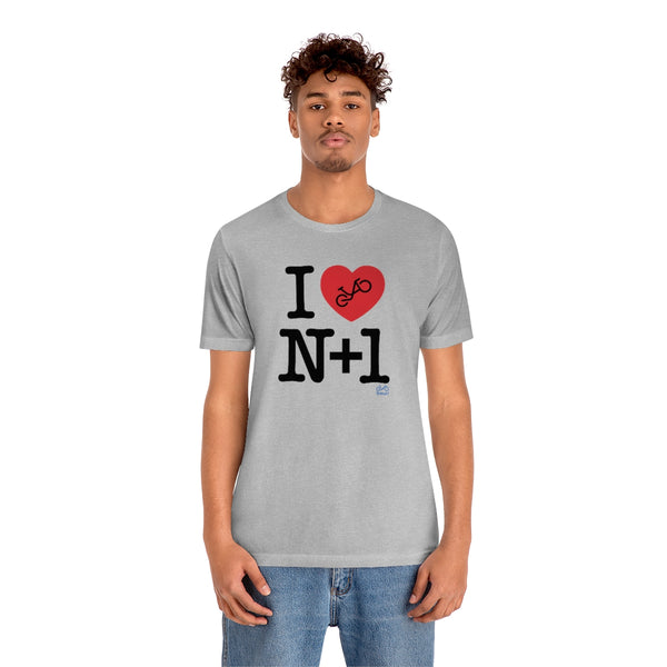 I (heart) N +1 - Vertical - Unisex Short Sleeve Tee