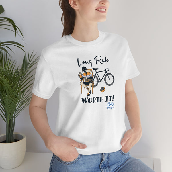 Long Ride, Worth It - Male Cyclist - Unisex Short Sleeve Tee