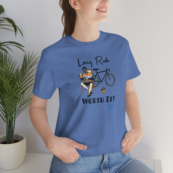 Long Ride, Worth It - Male Cyclist - Unisex Short Sleeve Tee