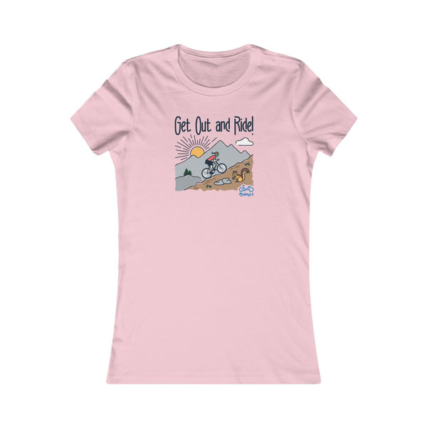 Get Out and Ride - Female Cyclist - Women's Fitted Tee