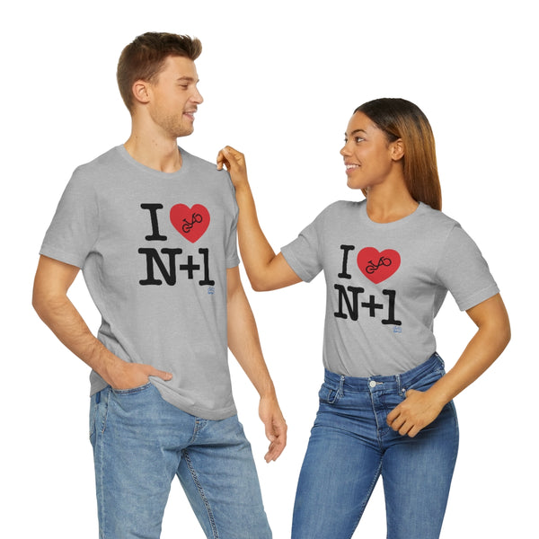 I (heart) N +1 - Vertical - Unisex Short Sleeve Tee