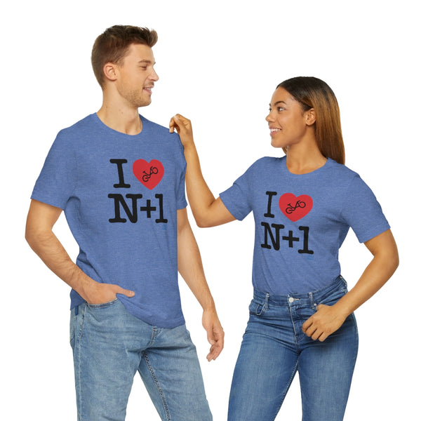 I (heart) N +1 - Vertical - Unisex Short Sleeve Tee