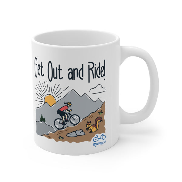 Get Out and Ride - Female Cyclist - Ceramic Mug 11oz