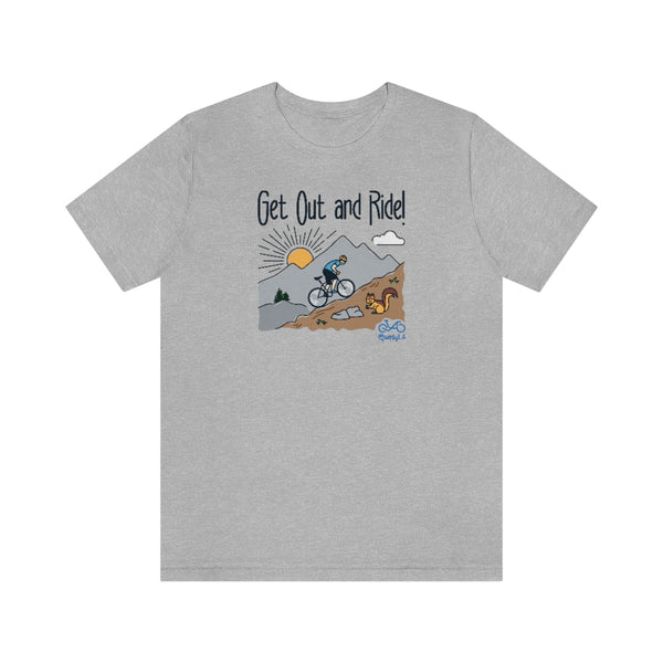 Get Out and Ride - Male Cyclist - Unisex Short Sleeve Tee