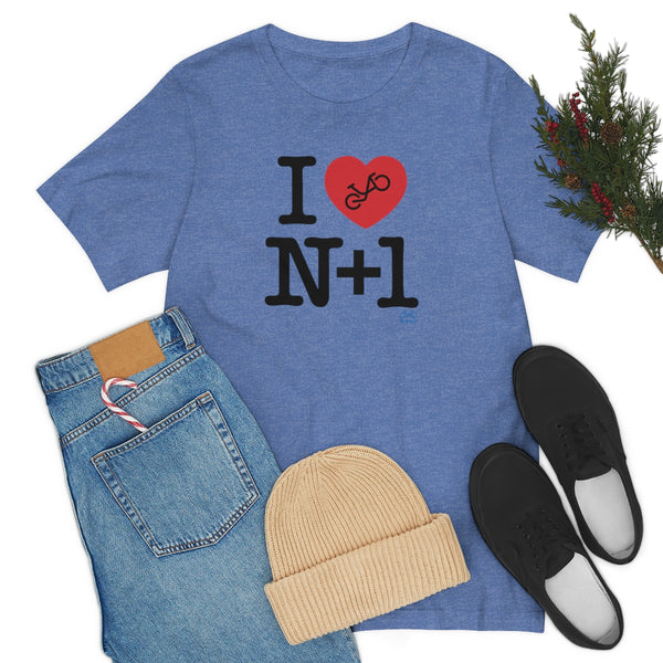 I (heart) N +1 - Vertical - Unisex Short Sleeve Tee