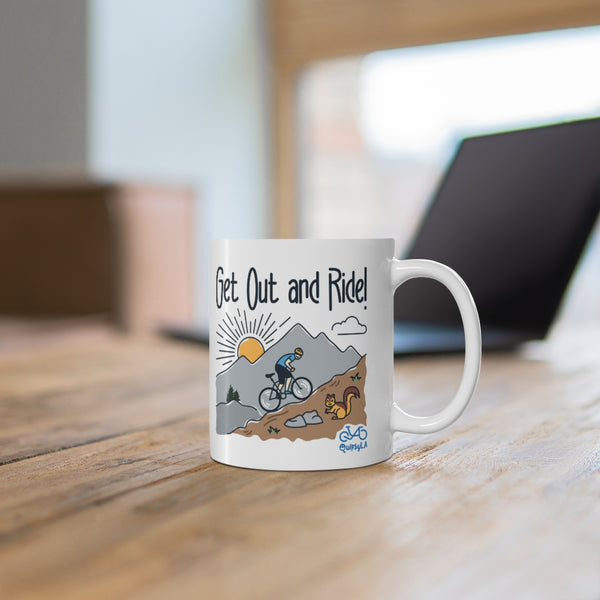 Get Out and Ride - Male Cyclist - Ceramic Mug 11oz