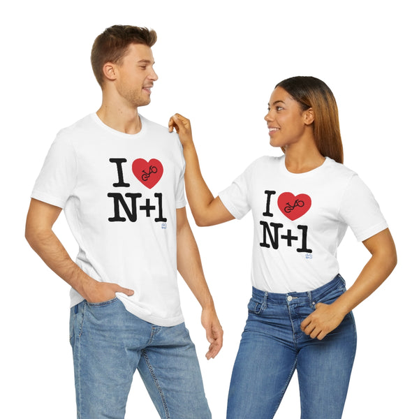 I (heart) N +1 - Vertical - Unisex Short Sleeve Tee