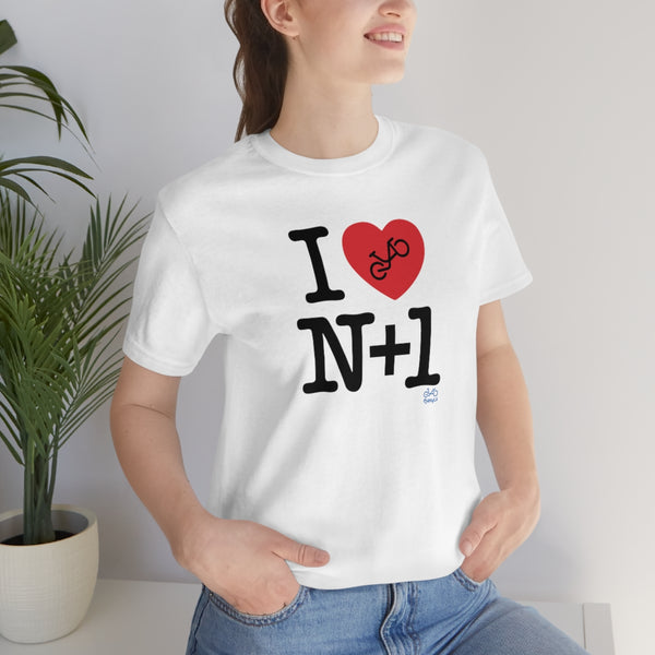 I (heart) N +1 - Vertical - Unisex Short Sleeve Tee